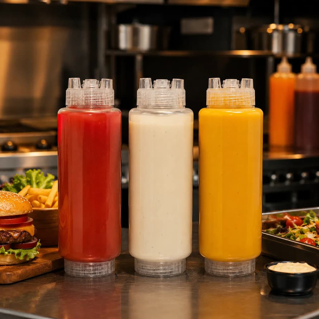 Kit 3 Bisnagas Resistentes 700ml Invertida Ketchup Maionese profissional bico dosador hamburgueria açai utensílios