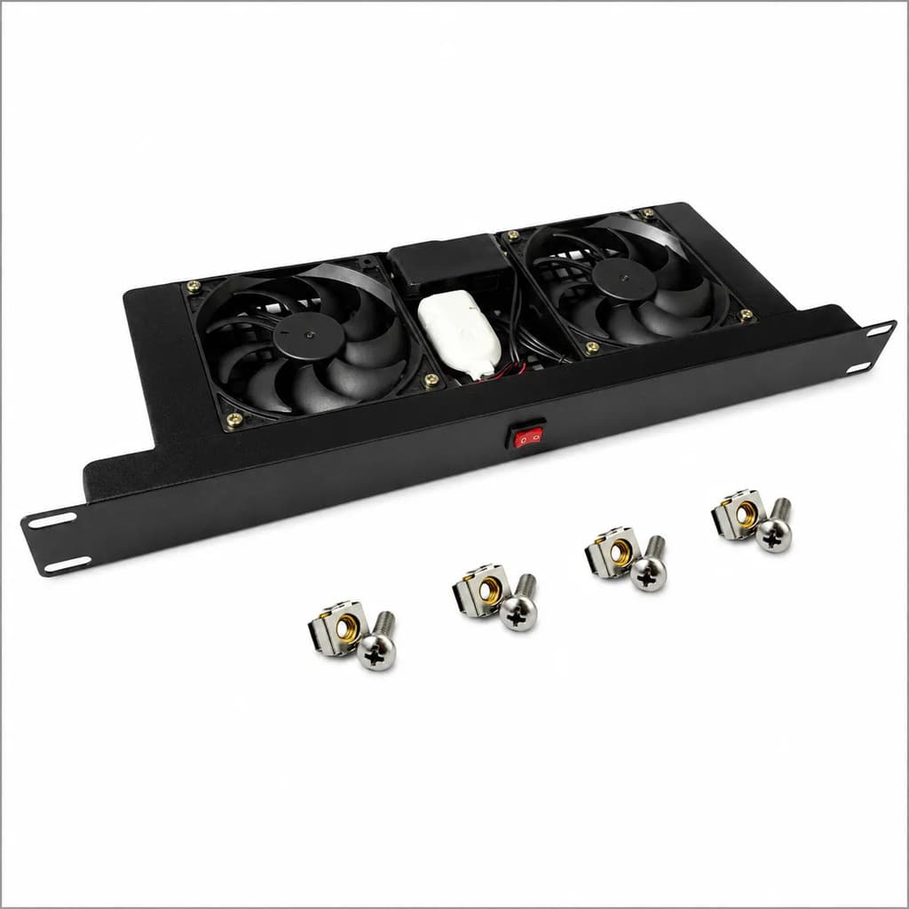Kit Ventilação Cooler 2 Ventiladores 12v Padrão 19'' P/ Rack Preto