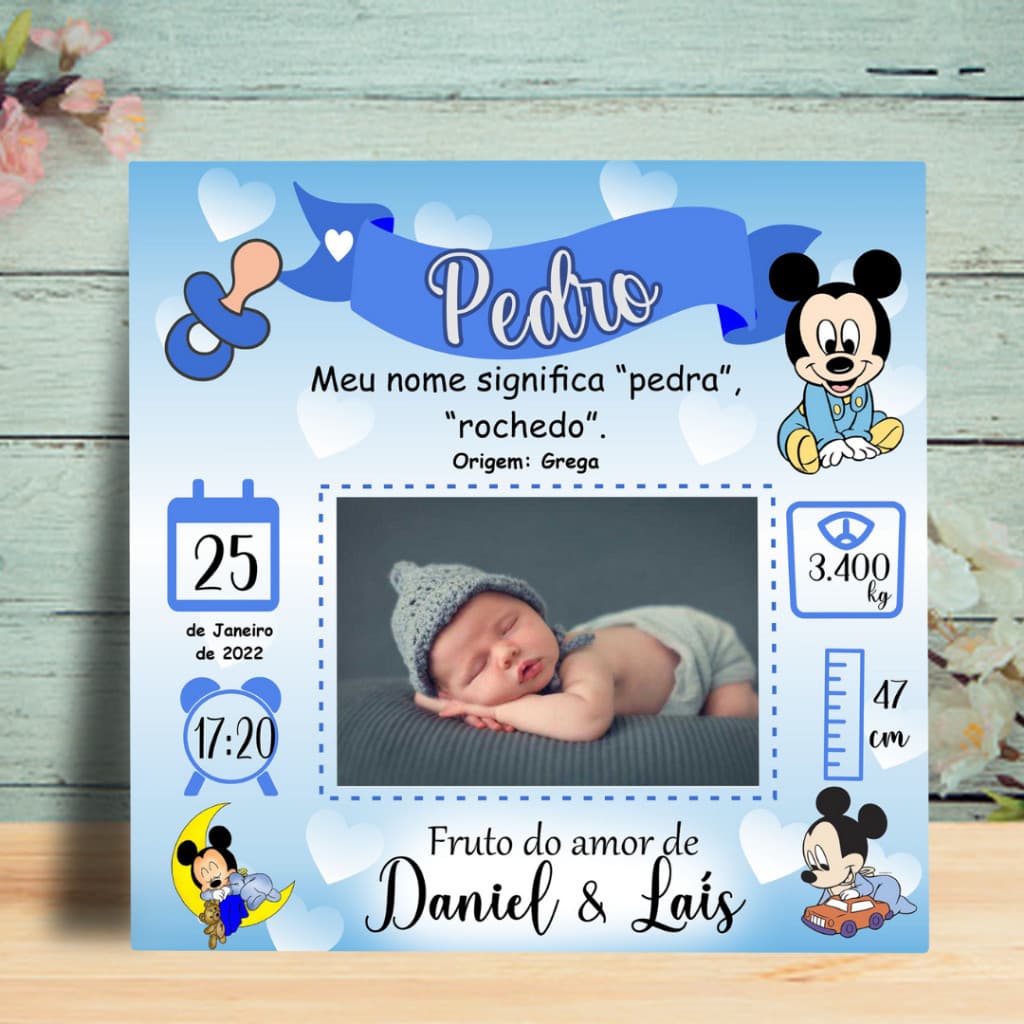 Azulejo Personalizado Recem Nascido com foto