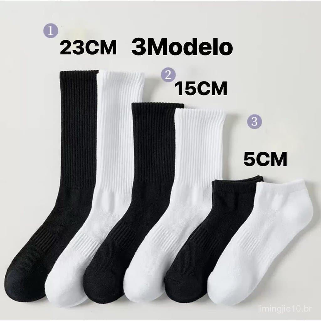 Kit 12 Pares Meia Cano Longo  terry Espesso Masculino e Feminino
