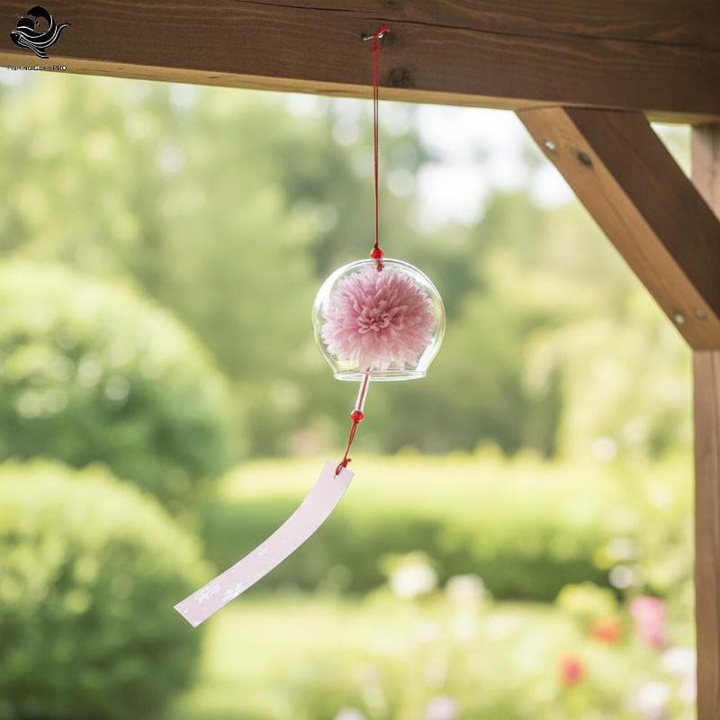PFG Carrilhão De Vento De Vidro Japonês Com Flor Artificial Realista , Resistente Às Intempéries , Decoração Suspensa Pa