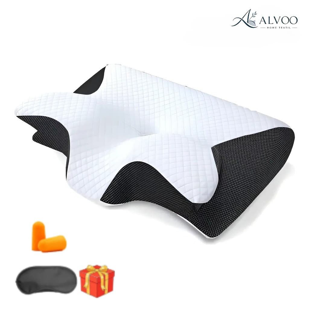 【ALVOO】Travesseiro Cervical Ortopédico Torcicolo Dor No Pescoço com fronha lavável feito em visco ergonômic