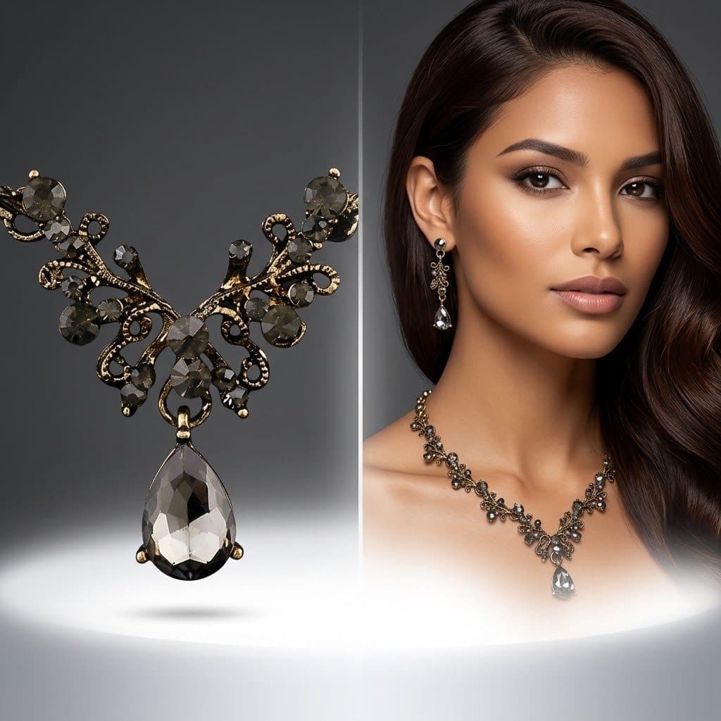 Conjunto Brincos Feminino E Colar Ouro Fumê Zircônia Gota Noiva Festa Luxo