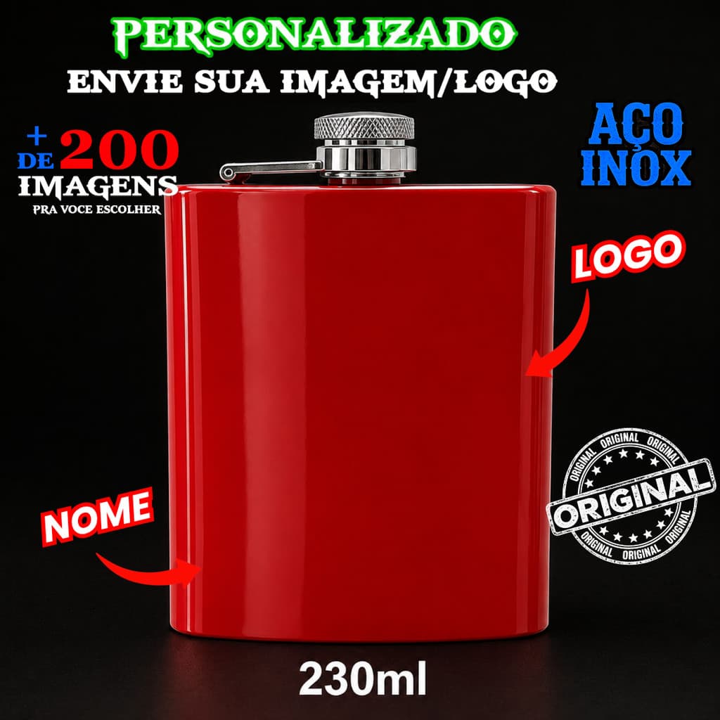 Cantil Personalizado 230ml Aço Inox Drink Whisky Vodka Gravado Nome Presente Masculino