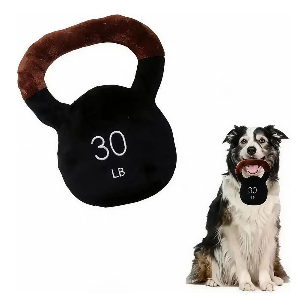 Kettlebell de Pelúcia para Cachorros com Apito Brinquedo Pet Macio para Brincar, Interagir e se Divertir