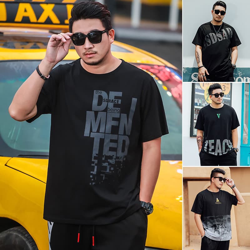 Verão fino novo estilo plus Size masculino wear Street wear solto de manga curta camiseta fina mais gordura mais cara go