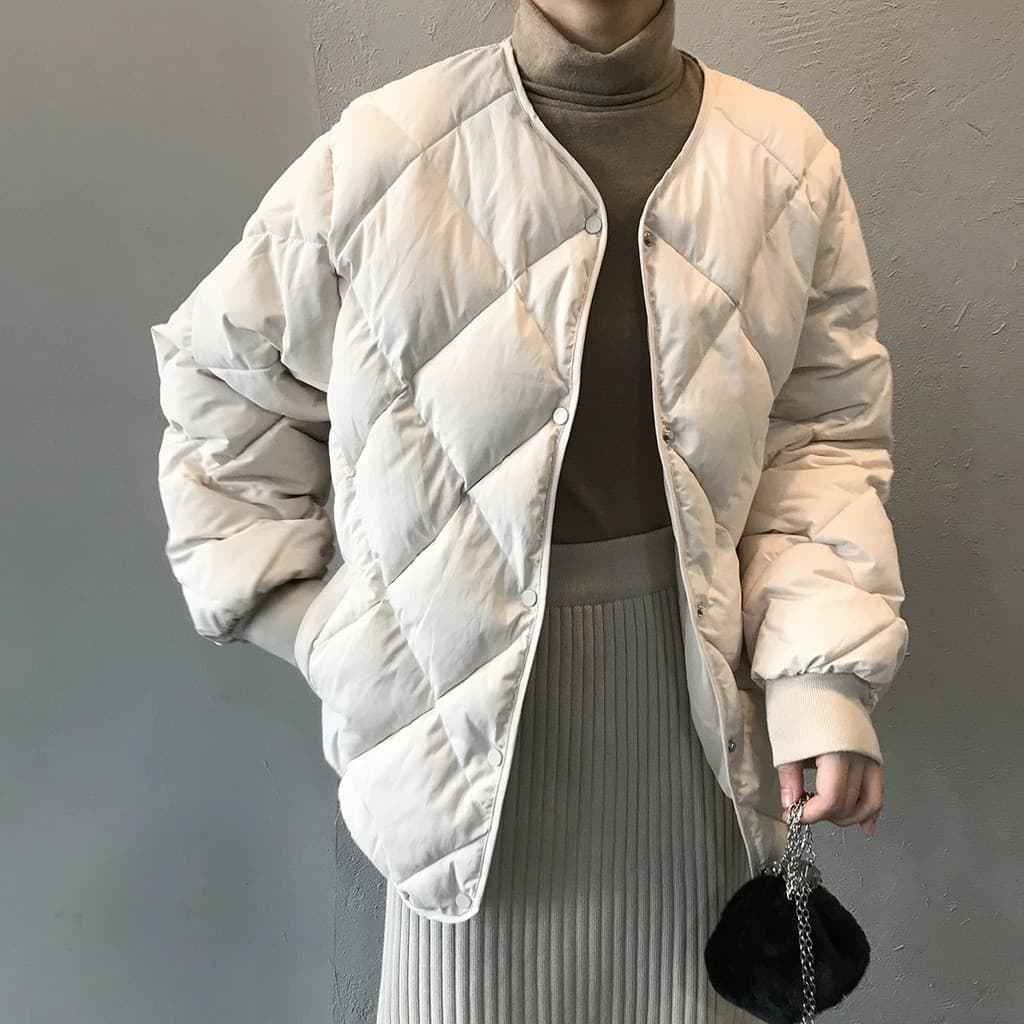 Jaqueta leve feminina estilo curto 2025 novo estilo solto moda diamante verificação estilo fino jaqueta de inverno estil