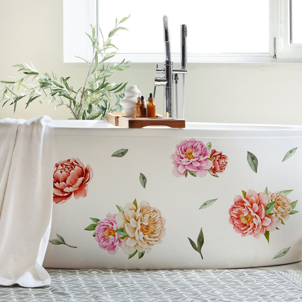 Adesivos de parede coloridos flor folha adesivos de parede banheiro decoração de casa auto-adesivo adesivos de parede