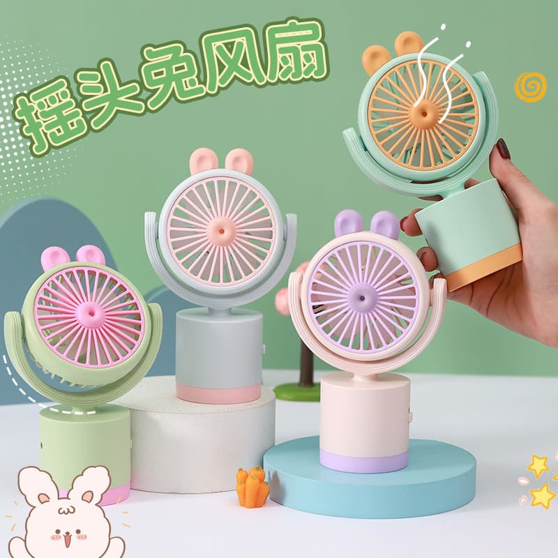 Coelho dos desenhos animados Desktop pequeno ventilador de carregamento usb ventilador elétrico portátil para cima e par