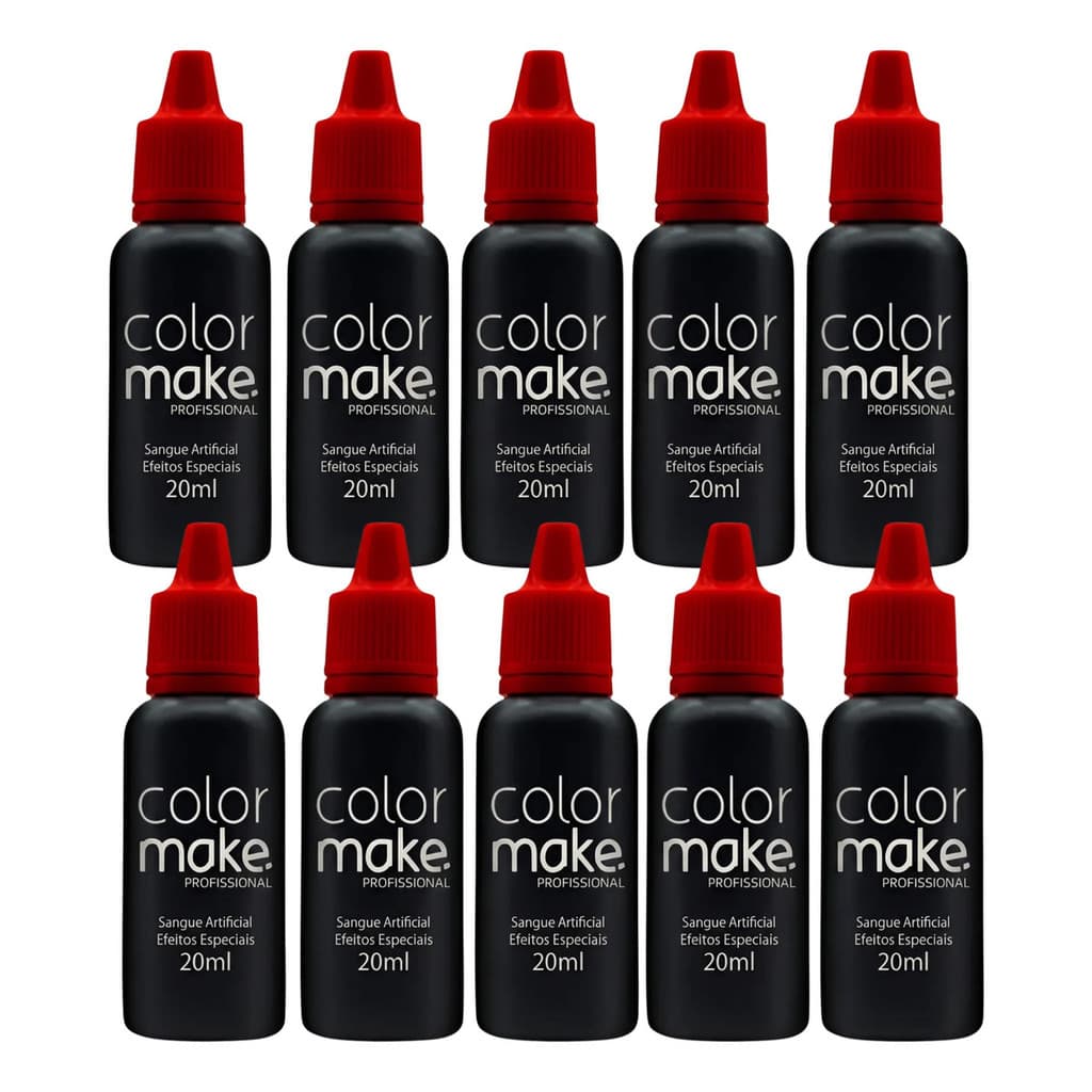 Kit 10 Sangue Falso Maquiagem Terror Fantasia Halloween 20ml Dia Das Bruxas Festas Temáticas