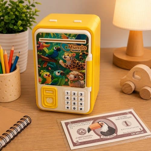 Cofrinho Eletrônico Animais Infantil com Senha e Impressão Digital