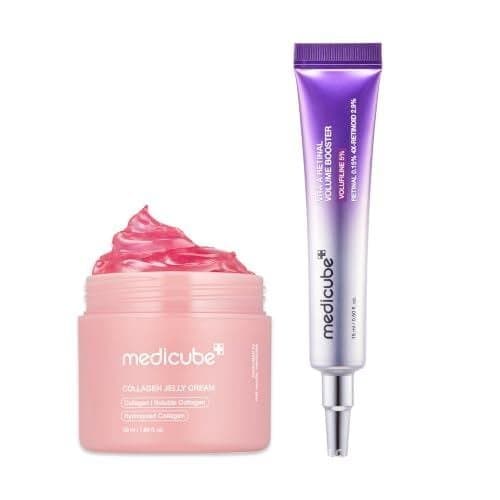medicube Retinal Collagen Firming Duo. Creme de Colágeno em Gel e Sérum de Retinol