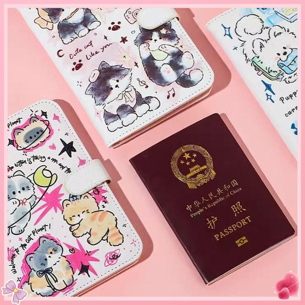 Porta-Passaporte , Capa Para À Prova D'água De Couro Pu , Bolsa Com Certificados Leves De Desenho Animado