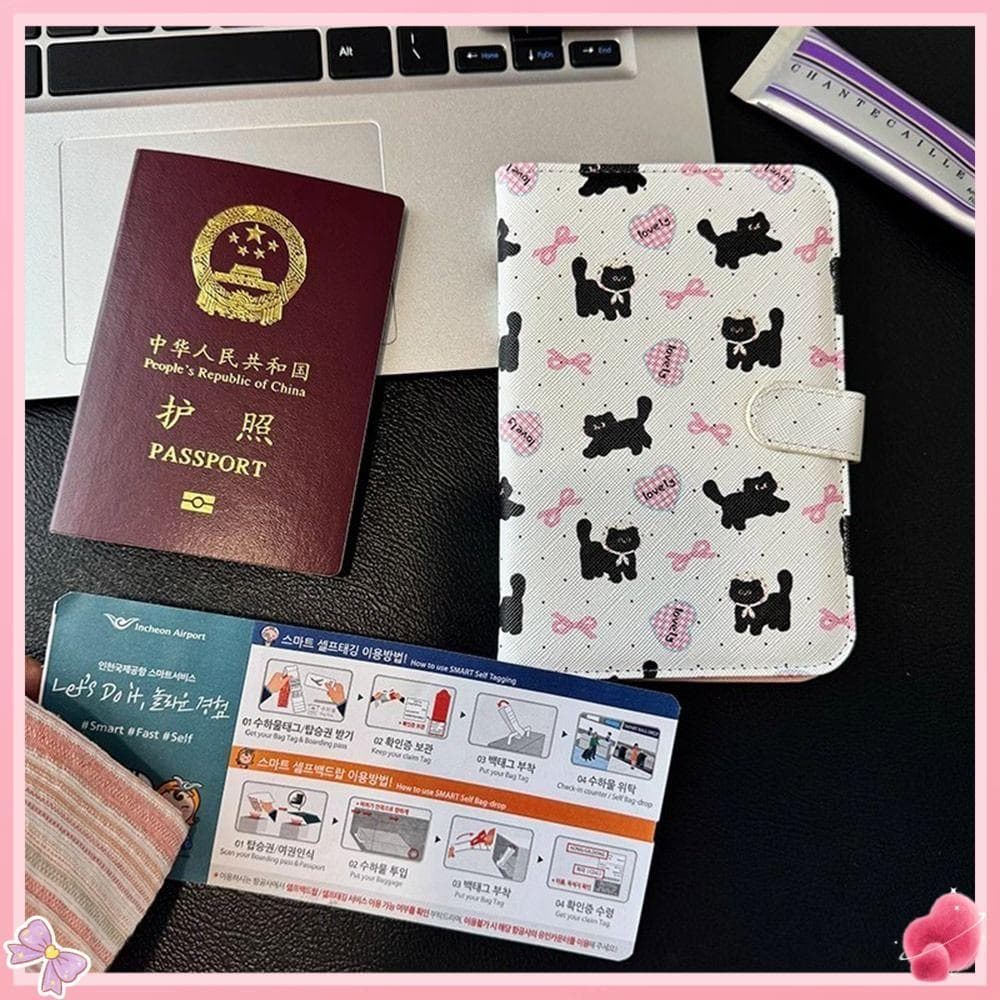 Porta-Passaporte , Capa De Desenho Animado De Couro Pu , Bolsa Multifuncional À Prova D'água Para Certificados