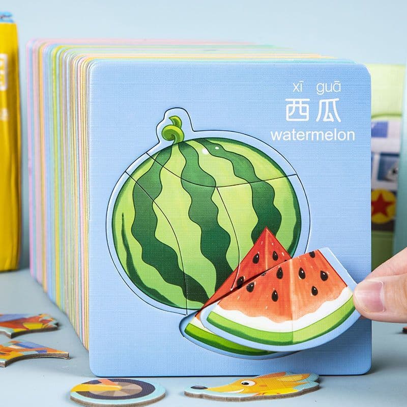 Quebra-cabeça educacional de frutas e vegetais para crianças, quebra-cabeça de 1 a 3 anos de idade, quebra-cabeça de peç