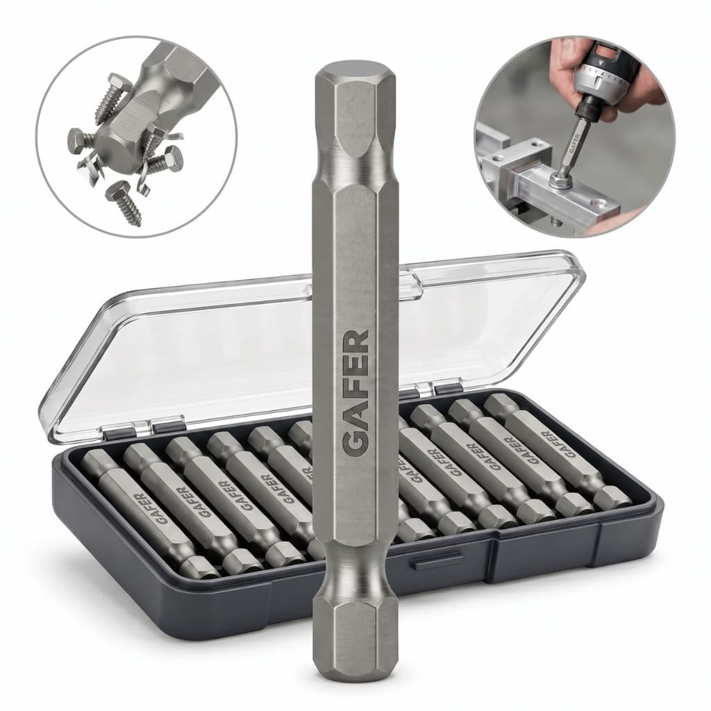 Jogo Bits Allen Imantado 10 Peças 1/4 x 50mm Parafusadeira Hexagonal Aço S2 Alta Resistência 10U Uso