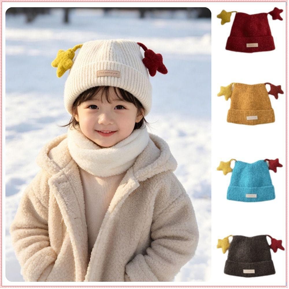 Chapéu Infantil  , Gorro Em Formato De Orelha De Gato Com Decoração De Estrela , Elástico Resistente Ao Vento De Ma