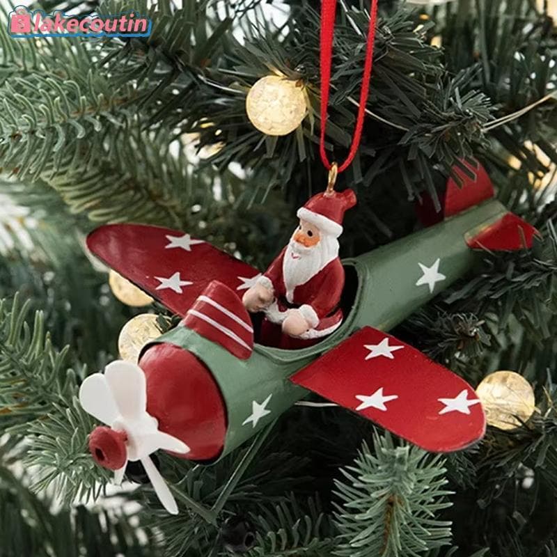 la Retro Ferro Pingente De Natal Estilo Antigo Papai Noel Avião Árvore Pendurado Decoração Ornamentos Boneco De Neve Lat