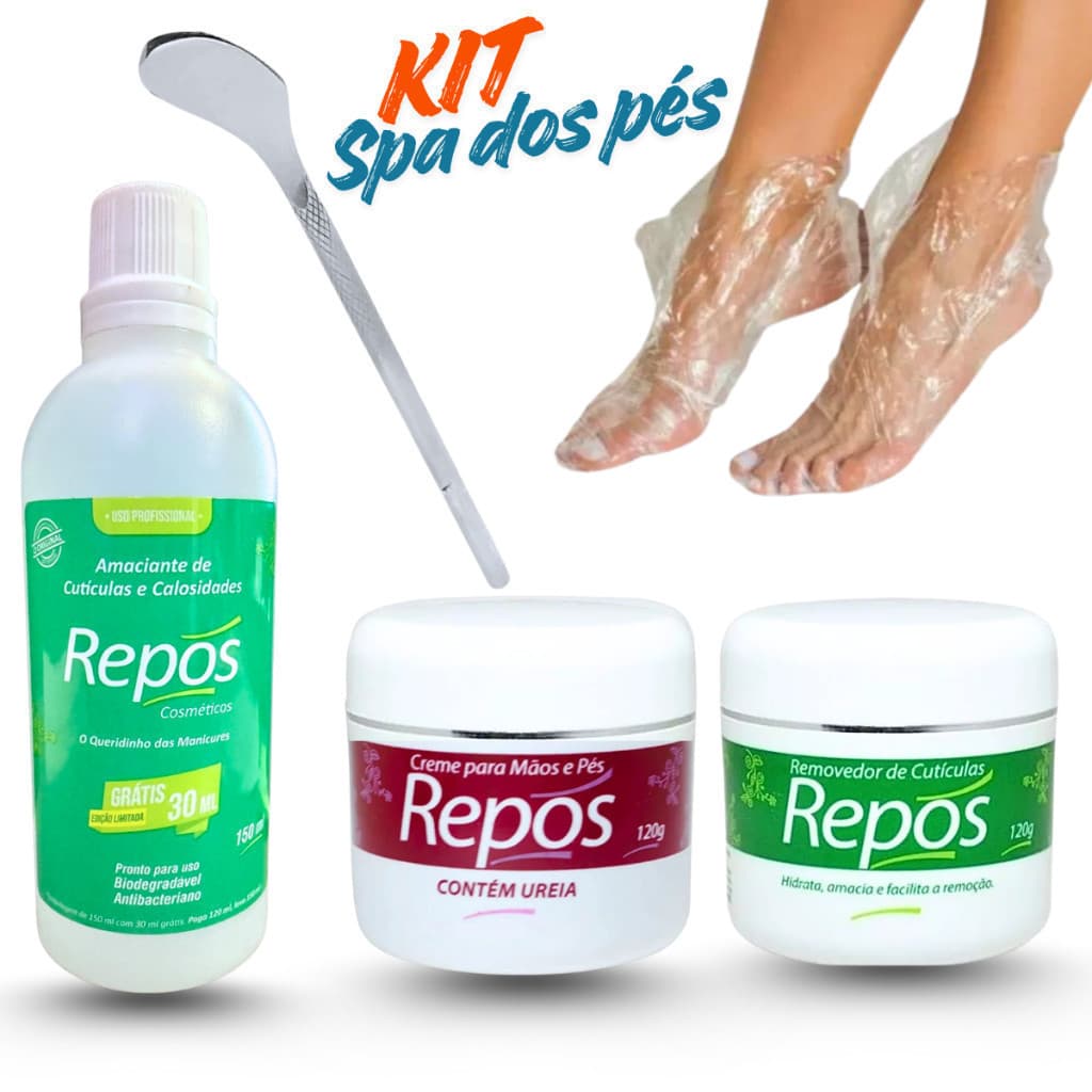 Kit repos Amaciante + removedor + creme ureia e bisturi 222 + 10 bota descartável spa pés rachados