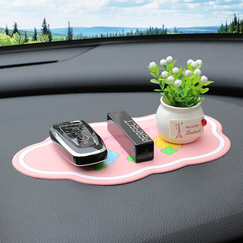 Rosa pequena flor vermelha tapete de armazenamento do carro decoração Interior do carro tapete painel controle Central r