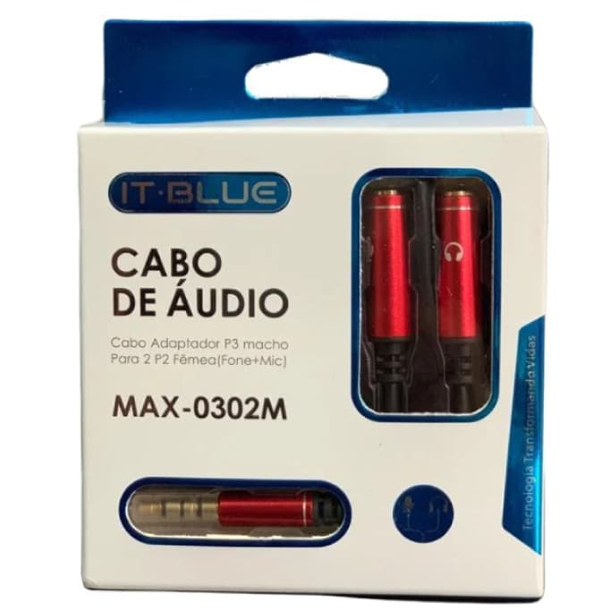 CABO ADAPTADOR Y P3 MACHO PARA 2 P2 FÉMEA FONE+MIC (MAX-0302M) KAPBOM