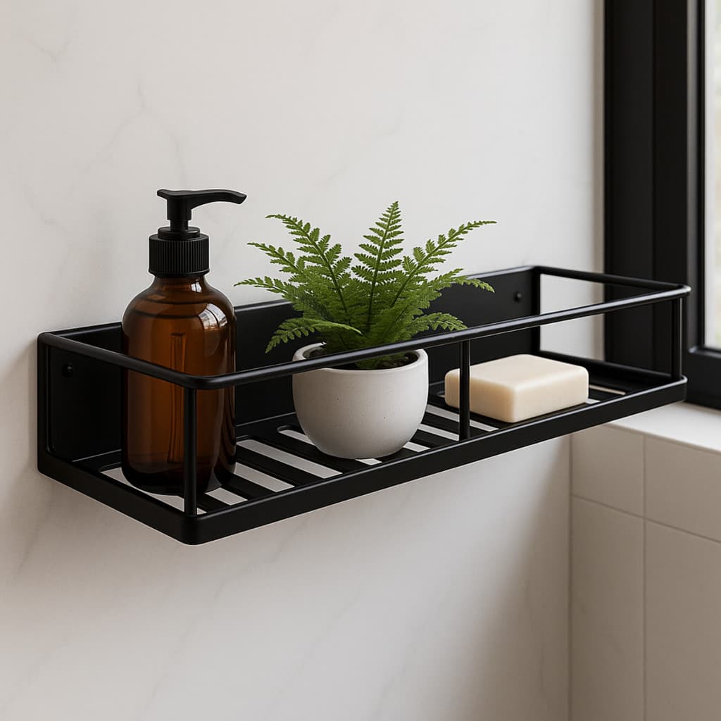 Suporte De Banheiro Box De Shampoo Sabonete Rack Organizador Prateleira Em Aço Lunna