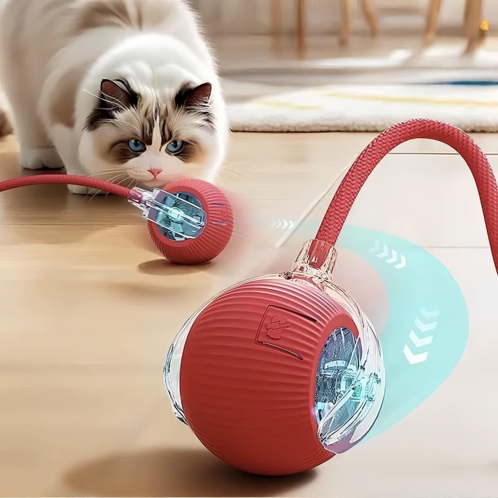 Bola Interativa Inteligente p/ Gatos – Emite Som, Desvia Obstáculos e Recarregável USB