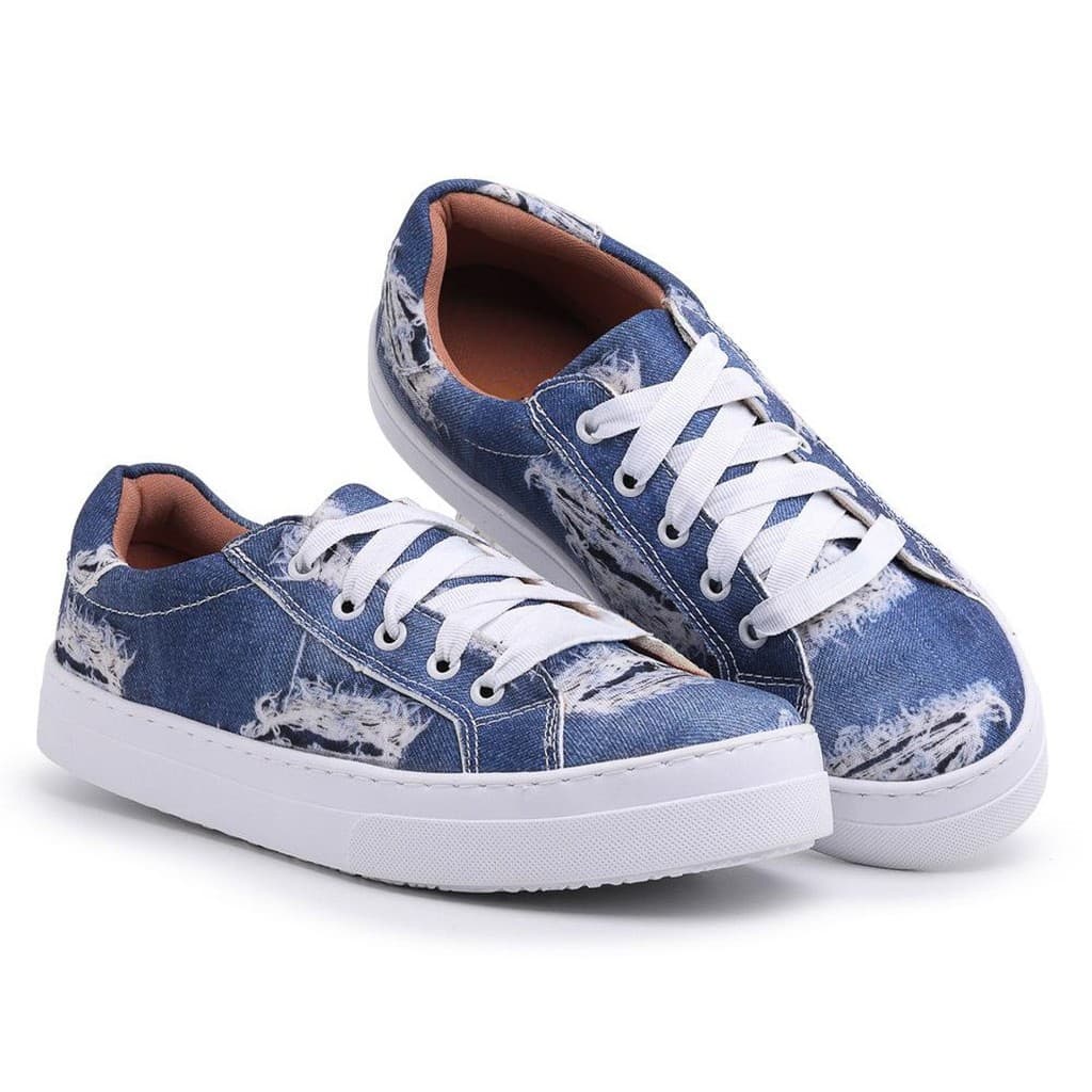 Tênis Feminino Estiloso Verão Casual Confortável Jeans