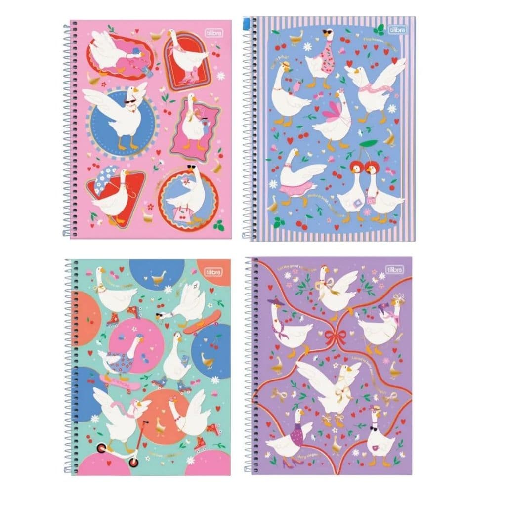 Caderno Espiral Capa Dura Universitário 1 Matéria Ganso Cindy 80 Folhas