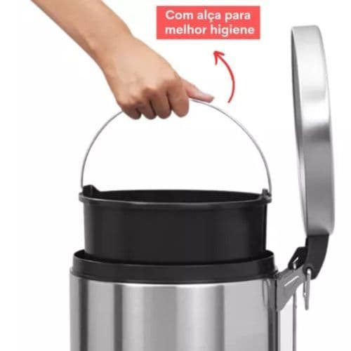 Lixeira Inoxidavel Redonda Casa Escritório Cozinha Multiuso 12 Litros Durável