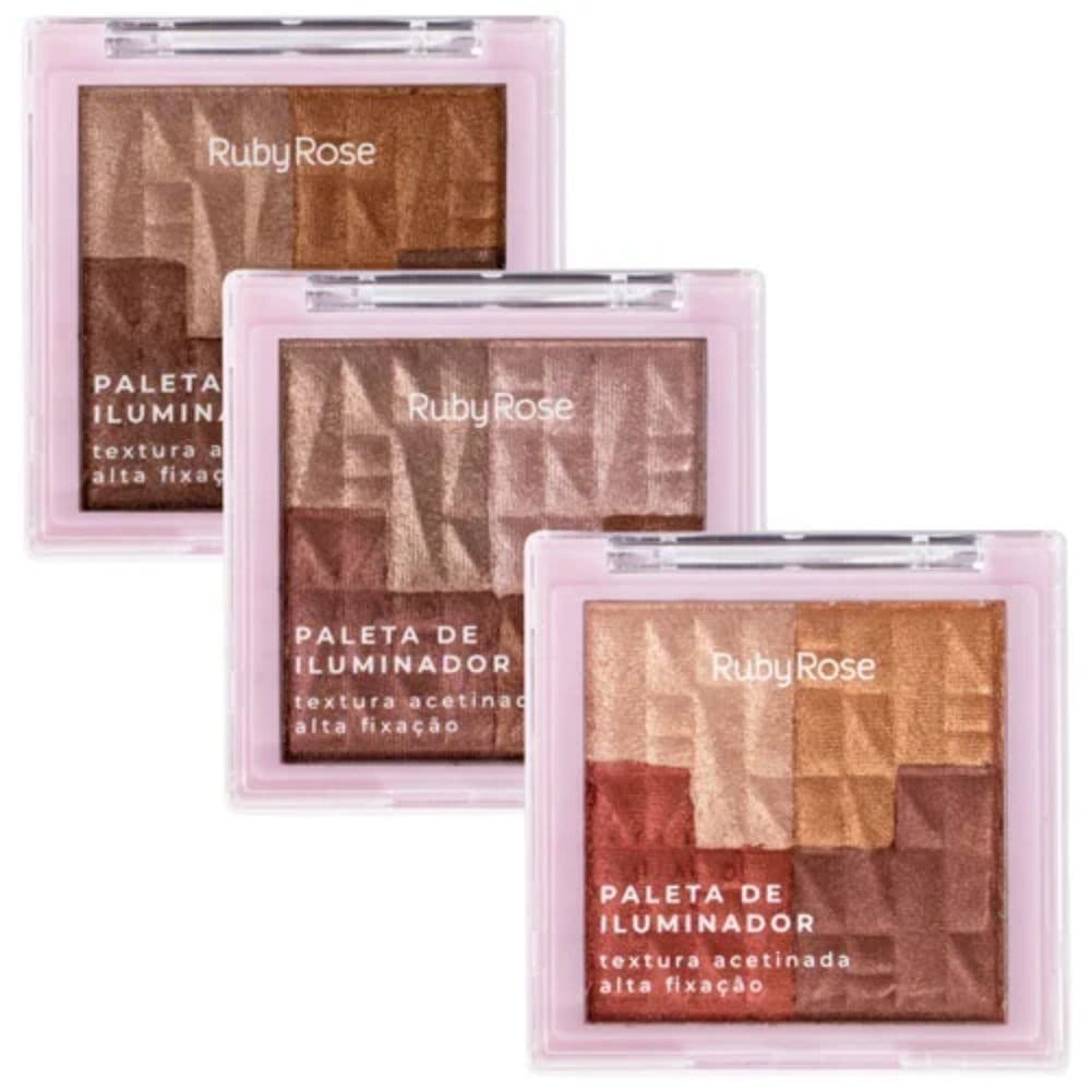 Paleta de Iluminador textura acetinada e alta fixação Ruby Rose