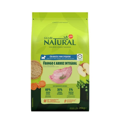 Ração para cães adultos porte mini e pequeno Guabi Natural - 20kg