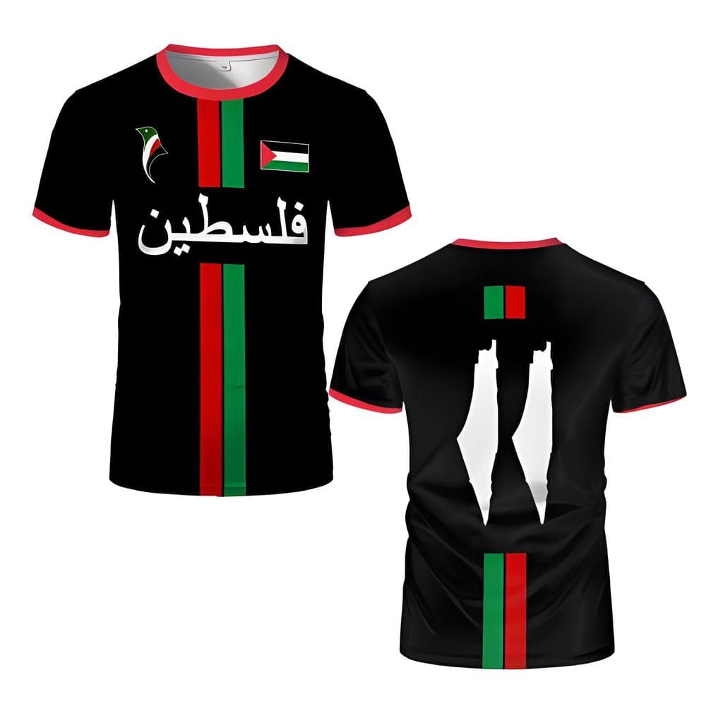 Mapa Palestina Impressão 3D Respirável Camiseta Masculina Verão Livre Em Torno Do Pescoço Manga Curta Topo casual street