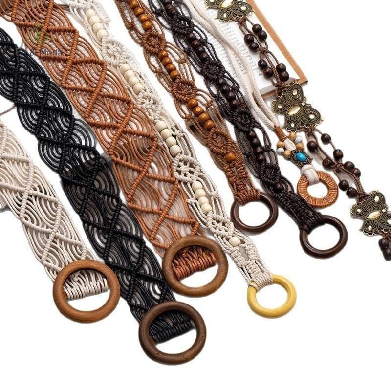 EA & Moda Cinto De Corda De Cintura Tecido Boêmio Retrô Étnico Decorativo Corrente Para Mulheres , Acessório De Casual E