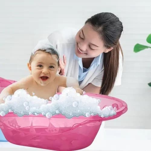 Banheira Banho InfantiL Cor Rosa Transparente 23 L Jaguar com Válvula