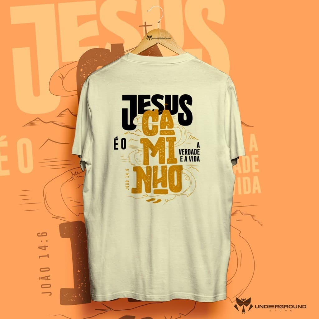 Camiseta Cristã Camisa Masculina e Feminina Streetwear Jesus è o Caminho Blusa Cristã Premium Casual