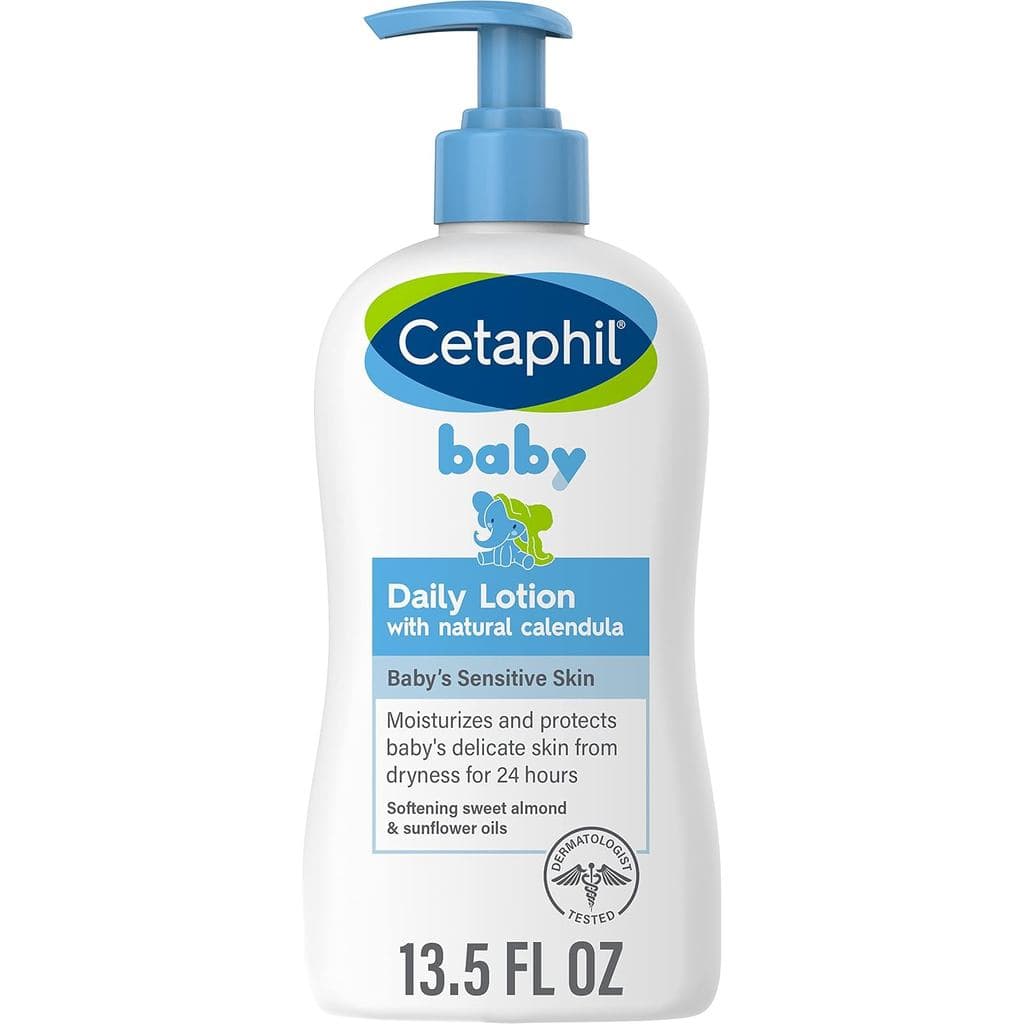 Loção Diária para Bebês Cetaphil com Calêndula Orgânica, 13,5 fl oz, Vitamina E, Óleos de Amêndoa Doce e Girassol, Sem Ó