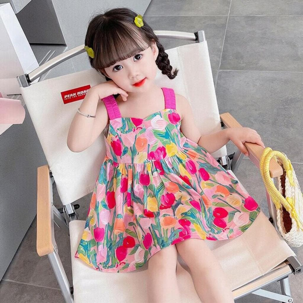 Meninas vestido Floral 2026 novo estilo bonito princesa estilingue vestido a linha bainha Pettiskirt vestido de verão a-