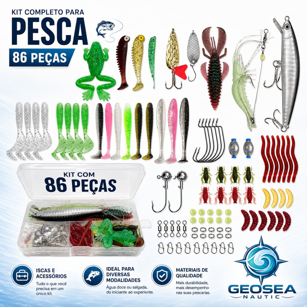 KIT 86 ISCAS ARTIFICIAIS ARTIFICIAL PESCARIA TRAIRA TUCUNARE