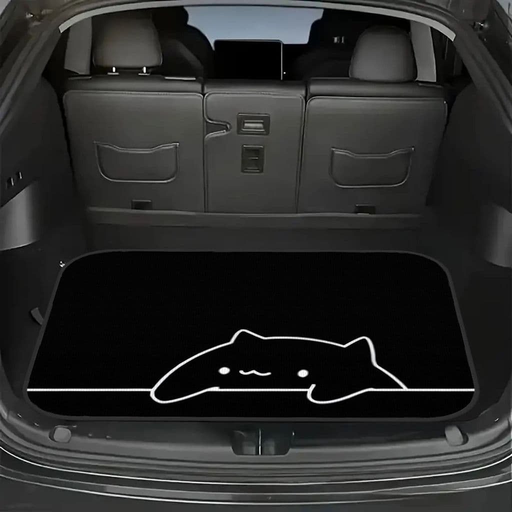 Tapete de porta-malas de carro com tema de gato de 1 peça - Tapete de carro antiderrapante durável, adequado para proteç