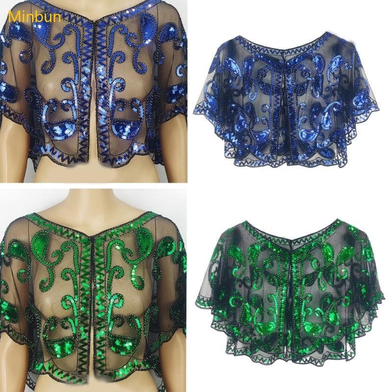 Minbun Lantejoulas Xale Coquetel Vestido Noite Para Meninas Acessórios Miçangas