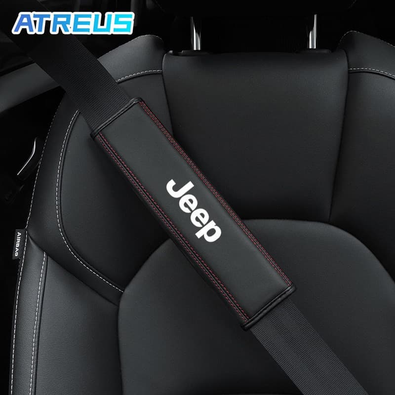 2 Peças Para Jeep Carro De Cinto De Segurança Tampa Do Ombro Couro Almofada Protetor Cinto de Segurança Do Carro Jeep Re