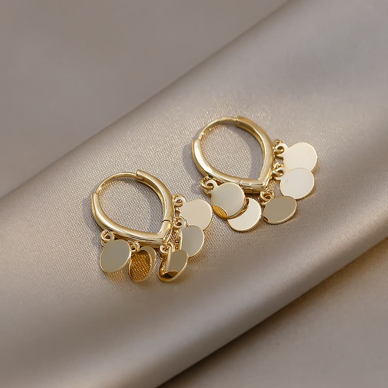| 【cartelas de brincos feminino】 | kit brinco aço inoxidável ☂Coreia coreia cinco discos amor coração brincos feminino 2