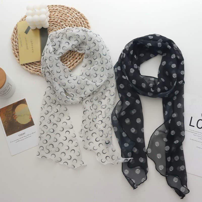Estilo coreano primavera Polka Dot lenço de seda estilo ocidental moda combinando longo tira cachecol 2025 novo estilo p