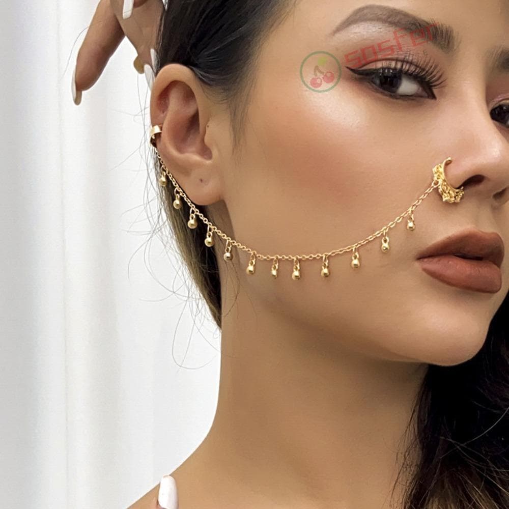 Joias Piercing SOSFER , Corrente De Borla De Borboleta De Imitação De Temperamento Da Moda , Brincos Punk Legais Feminin