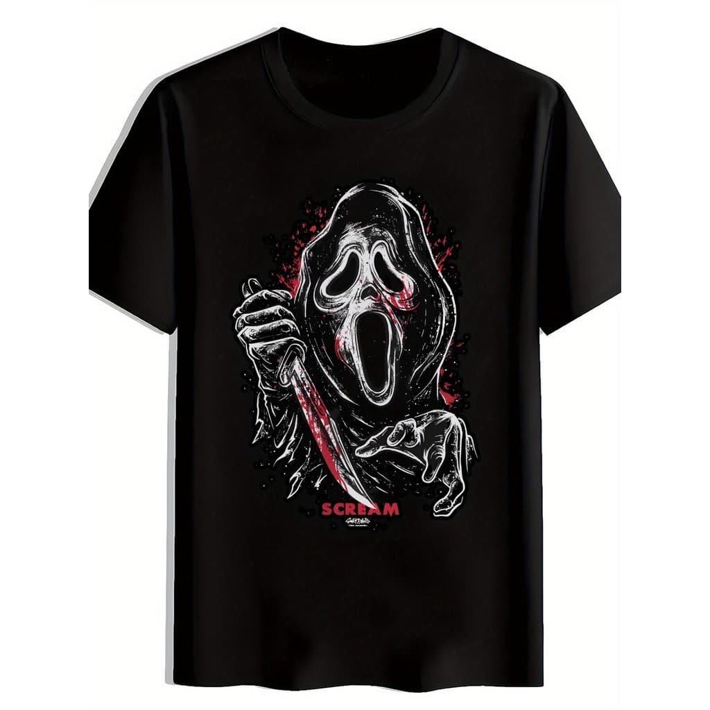 Camiseta Masculina Plus size Camiseta Estampa Ghostface Básica Oversized 100% Algodão
