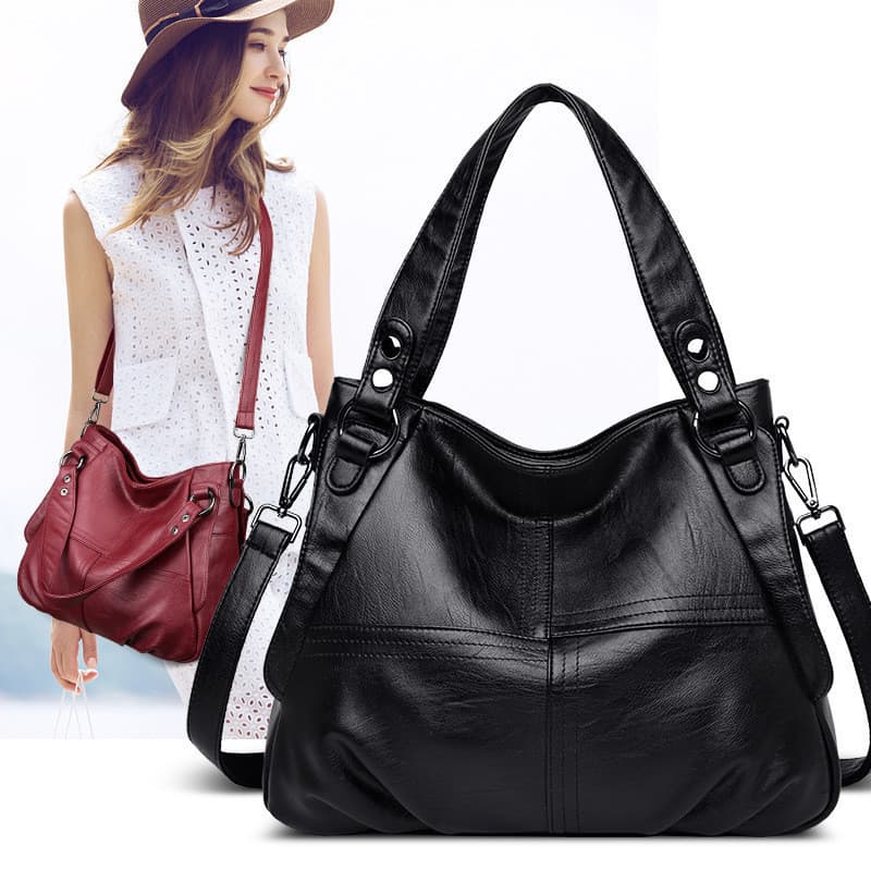 Bolsa de couro genuíno de grande capacidade, bolsa transversal de ombro único, bolsa de couro de pele de carneiro, bolsa