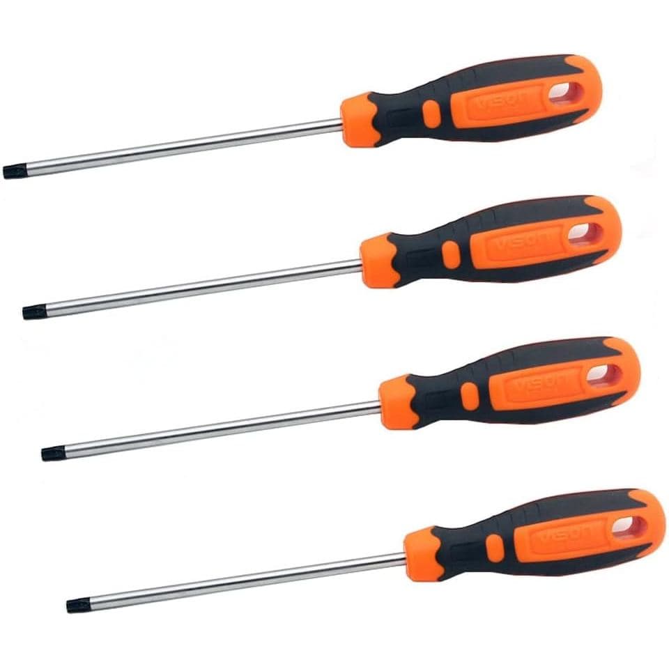 Conjunto de 4 Peças de Chaves de Fenda Torx T15 T20 T25 T30, Chave de Fenda Torx Magnética de 150 mm para Reparação de C