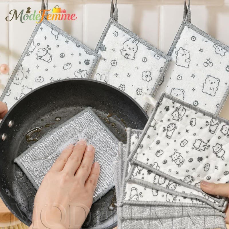 [À Venda] Pano De Prato De Fio Prateado Espesso-Toalha De Limpeza De Mesa-Para Remoção De Manchas-Suprimentos Lavagem Do
