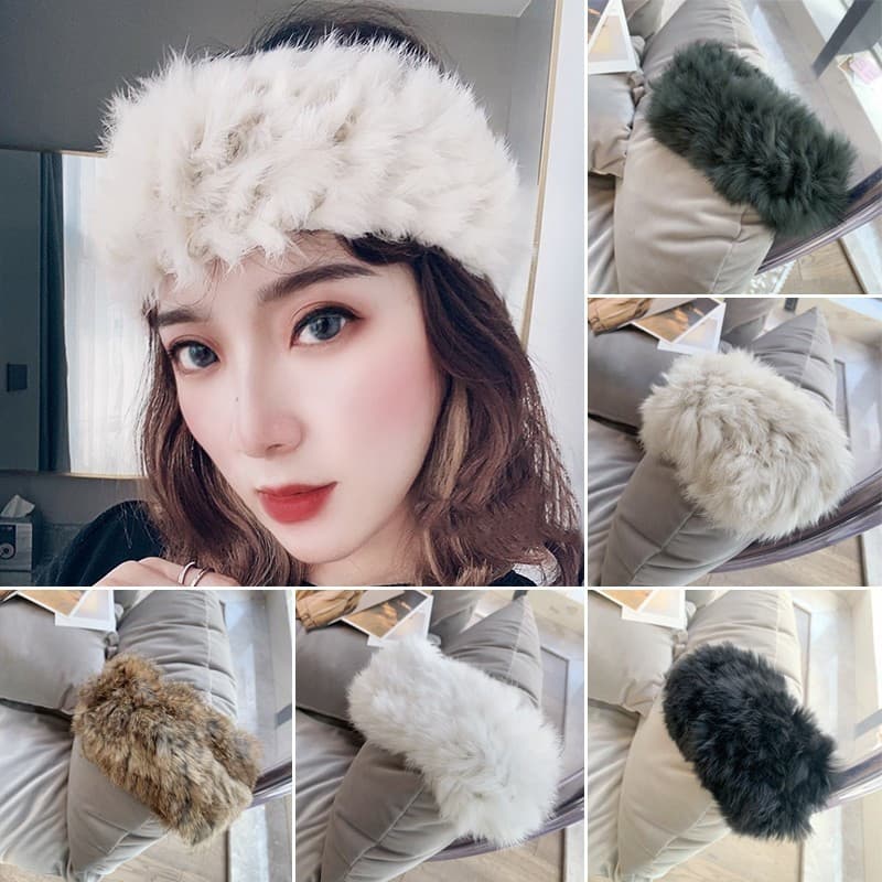 Tiara De Pele De Coelho – Acessório De Cabelo Retrô Com Aba Larga De Inverno